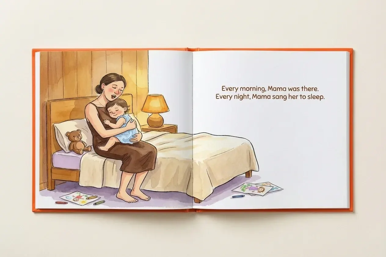 Tribute book open at a full spread illustration