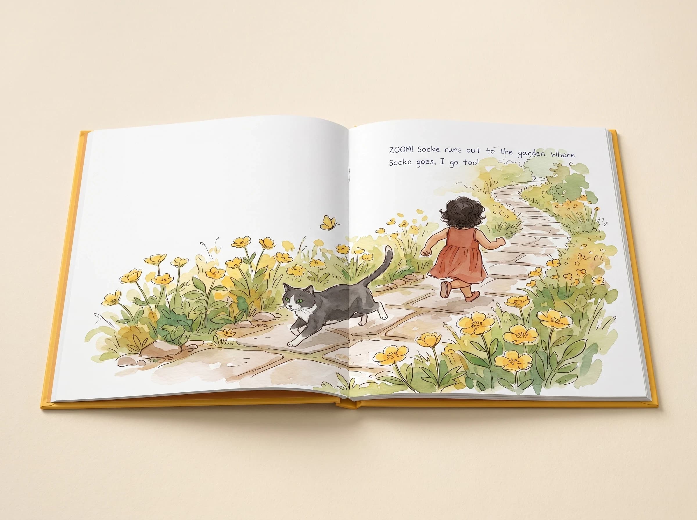 A Story Book open at a garden chase spread