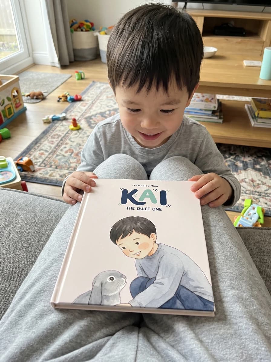 Holding a finished Whimbel hardcover book